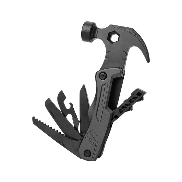 Myj Black Multifunctional Hammer Stainless Steel Folding Knife Premium Quality Industrial DIY Versatile Tool for Outdoor