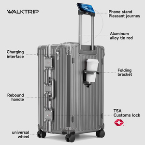 New Arrival Luxury Durable PC Waterproof Carry-on Luggage <strong>Suitcase</strong> Combination Lock <strong>Light</strong> <strong>Weight</strong> 8-Wheel Trolley Polyester - Product Image 4