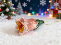 Ornement de Noël en verre en forme de bouquet, décoration florale peinte pour les fêtes, pendentif en verre fait main créatif, ornement, cadeau