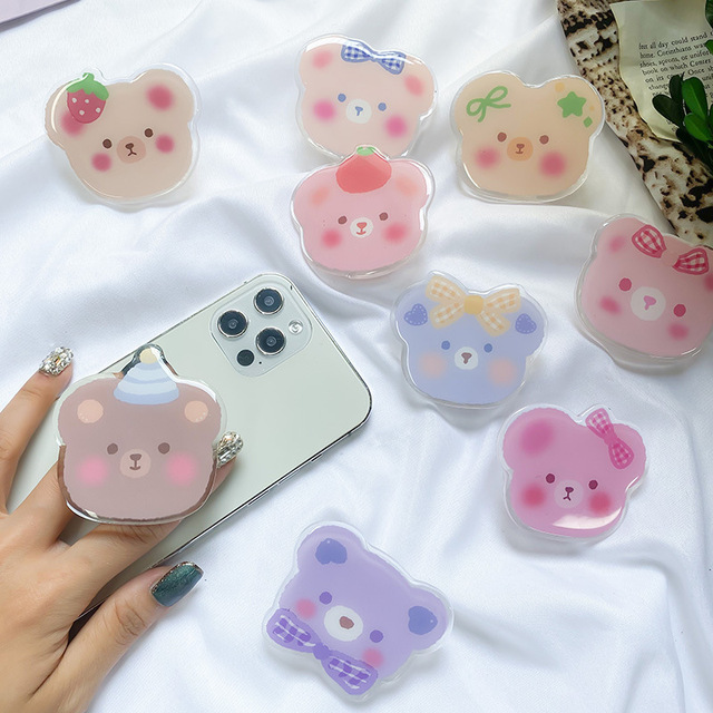 Korea Cute Bear Mobile Phone Bracket Girl Heart Simple chase Drama Artifact Desktop Support Portable Mobile Phone Holder
