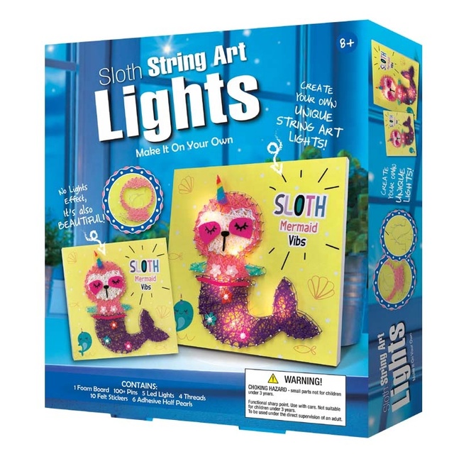 DIY Handmade LED Light Kit Crafts for Holiday Home Decoration Sloth Thread Lamp for Child and Adult