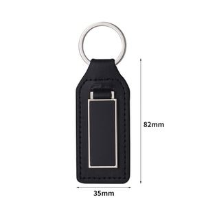 Porte-clés en métal uni personnalisé avec logo, accessoires en cuir PU noir, vente en gros pour voitures - Product Image 1