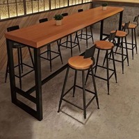 Table de restaurant/bar en bois de noyer d'Amérique du Sud entièrement naturel, design rustique industriel en métal, pour usage public