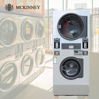 Lave-linge commercial à double cuve électrique 380V de 12 kg à monnayeur avec sécheuse