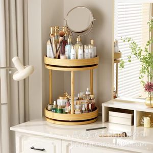 Modern Minimalist Wooden <b>Spice</b> <b>Rack</b> 10.8 Inch Double Layer <b>Rotatable</b> Desktop Storage for Kitchen - Product Image 2