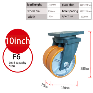 Gute Qualität Plate Caster Super Heavy Duty zweireihige Räder PU Caster 1/3/5 Tonne 6 Zoll/12 Zoll 150mm/300mm Karton 70mm - Product Image 4