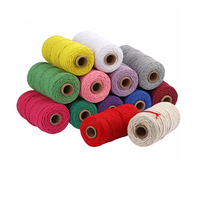 Many Colors 4mm 100 Meters Per Roll Cotton Blended Yarn Dyed Macrame Cord for Weaving & Knitting Wall Hanging