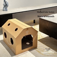 Maison pour chat ondulée style simplicité approuvé, abri fermé pour chaton, lit griffoir multifonctionnel toutes saisons, fournitures pour animaux de compagnie