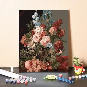 Boa qualidade pintura por números DIY flores retro europeias pintadas à mão acrílico óleo decoração pintura por número