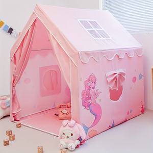 Carpa rosa para casa <span class=keywords><strong>de</strong></span> juegos Casa <span class=keywords><strong>de</strong></span> juguete colorida Carpa grande para interiores y exteriores Princesa Carpa con diseño <span class=keywords><strong>de</strong></span> sirena <span class=keywords><strong>de</strong></span> cuento - Product Image 3