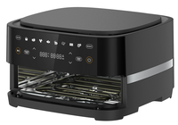 Friteuse à air numérique Anbolife 4L pour pizzas, 10 pouces, 2200W (chauffage supérieur 1600W, chauffage inférieur 500W), moteur DC, 40-230°C, minuterie 12H, tiroir antiadhésif, OEM