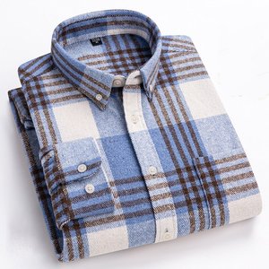 เสื้อเชิ้ตแขนยาวลายสก็อตผ้าฝ้าย 100% สำหรับผู้ชาย ปกคอปกเสื้อแบบพับได้ สไตล์ลำลอง สำหรับฤดูใบไม้ร่วง - Product Image 6