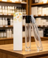 Flacon d'échantillon de parfum de luxe transparent, en verre épais, mince et haut, 10 ml, forme ronde, pour parfums frais
