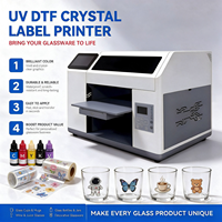 Imprimante UV DTF Reeleyin Crystal Label A3 à plat CMYKW avec vernis pour l'impression d'autocollants sur bouteilles, tasses, coques de téléphone et emballages