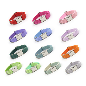 Whats New in 2025 Collar de perro personalizable Pana Collares de perro de lujo Collar de perro de plata Hebilla adecuada para todos los tamaños - Product Image 1