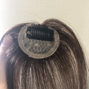 Extensions de cheveux Remy LONGFOR 8 pouces 3x4 pour femmes 4 #   Topper à <span class=keywords><strong>clip</strong></span> brun <span class=keywords><strong>clair</strong></span> avec <span class=keywords><strong>frange</strong></span> 3D 4 #   Franges 3D, extensions de cheveux de 8 pouces, 3x4 - Product Image 5