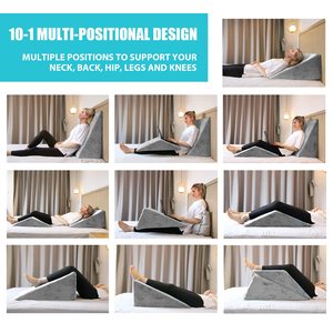Coussin <span class=keywords><strong>triangulaire</strong></span> réglable en mousse à mémoire de forme pour soutien de la tête et élévation des jambes, idéal pour canapé et lit - Product Image 6