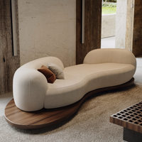 Ensemble de canapés modernes en bois massif courbé, ensemble de canapés en tissu pour salon, salon de beauté, hôtel, maison d'hôtes et zone de repos, canapé de réception