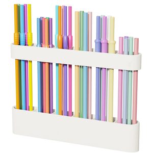 Straw Holder for Cabinet Door Silicone Straw Organizer for Cabinet Door <b>Kitchen</b> Cabinet Organizer Reusable Straws Dispenser - Product Image 1