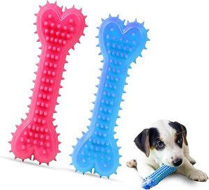 Jouet à mâcher écologique pour chien, os en plastique solide en forme de cœur, à picots, pour usage intérieur et extérieur - Product Image 3