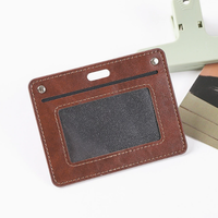 Porte-badge créatif vintage en cuir PU, étui portable pour cartes de visite et badges professionnels