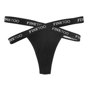 Tanga de algodón acanalado de corte alto con cintura cruzada y letras para mujer D005 - Product Image 5