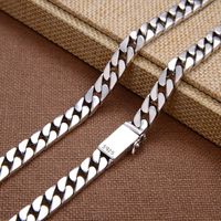 Cadena de eslabones cubanos de plata de ley 925 para hombre, 7MM 8MM, gargantilla de plata maciza pulida para hombre, joyería fina al por mayor