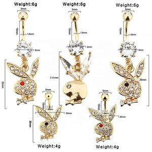 Piercing <span class=keywords><strong>de</strong></span> acero inoxidable para <span class=keywords><strong>el</strong></span> cuerpo, joyería para <span class=keywords><strong>el</strong></span> ombligo, bonito conejo <span class=keywords><strong>de</strong></span> circón, anillo <span class=keywords><strong>de</strong></span> cristal con botón para <span class=keywords><strong>el</strong></span> ombligo - Product Image 2