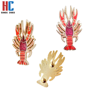 20 ans d'usine personnalisé métal rouge écrevisse homard émail broche vie marine océan et aquarium créatures artisanat cadeau - Product Image 6