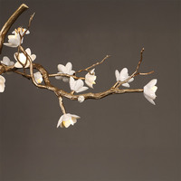 Nordique moderne créatif arbre fleurs branche salle à manger café magasin de vêtements fleurs en céramique or décorer lustre