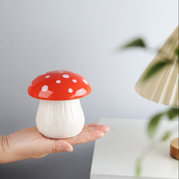 Qianrui Pot à bougie en céramique en forme de champignon, vide, multicolore, moderne et minimaliste, avec couvercle, pour décoration de mariage