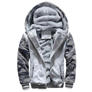 Manteau à capuche d'hiver pour hommes Veste <span class=keywords><strong>cardigan</strong></span> de sport décontractée de haute qualité pour hommes avec polaire épaisse et veste chaude OEM - Product Image 3