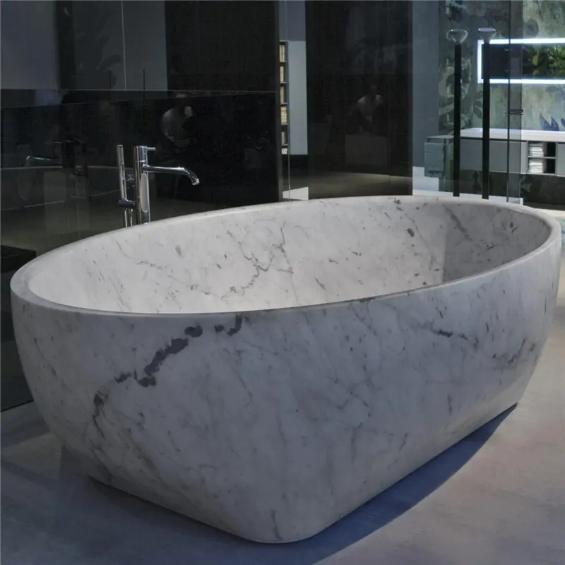 Luxury Carrara white marble bathtub Round carrara marble bathtub