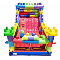 Château gonflable à blocs avec toboggan sec, aire de jeux gonflable pour enfants, structures gonflables pour fêtes