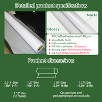 Rollo de Vinilo de PVC Ecológico Autoadhesivo, Resistente al Agua y a los Rayos UV, con Acabado Mate o Brillante, 120 micras, para Impresión Digital y Publicidad