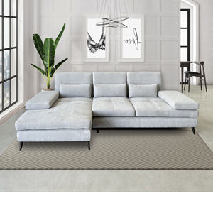 Divano ELENA con penisola sinistra e schienale scorrevole in tessuto grigio - Product Image 1