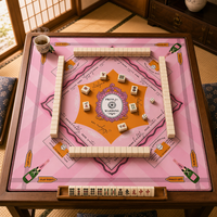 Tapis de jeu de mahjong pliable en caoutchouc antidérapant imprimé sur mesure, motif champagne rose, 31,5 pouces, pour mariage et fête