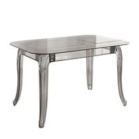 Ensemble de table à manger en verre en gros, 6 places, table à dîner en plastique transparent de luxe, tables à manger en acrylique transparent, meubles