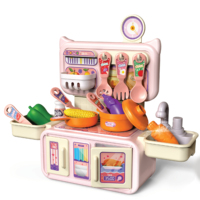 Ensemble de jeu de cuisine miniature pour enfants avec pulvérisateur d'eau en plastique ABS, table de cuisine de simulation pour les aventures culinaires des filles, à partir de 5 ans