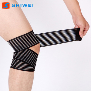 Shiwei <b>Knee</b> Sleeve Nylon Striped Elastic Compression Support for Fitness <b>Exercise</b> Black Single Pack - Product Image 5