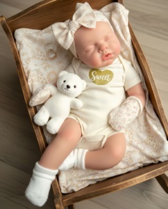 Búp bê <span class=keywords><strong>reborn</strong></span> silicon toàn thân 20 inch dành cho bé gái, búp bê silicon ngủ ngon như thật, có thể đi tiểu và uống nước, búp bê sơ sinh mới - Product Image 4