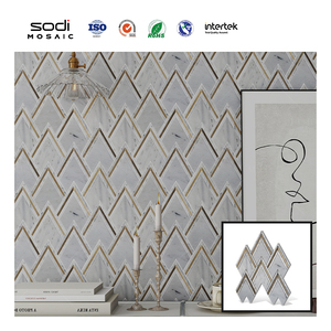 กระเบื้องโมเสคหินติดผนังลายหินอ่อนกันเชื้อรา ขนาด 300*275 มม. ดีไซน์หรูหรา พร้อมลายโลหะรูปทรงลูกศร สำหรับตกแต่งวิลล่า Derco - Product Image 3