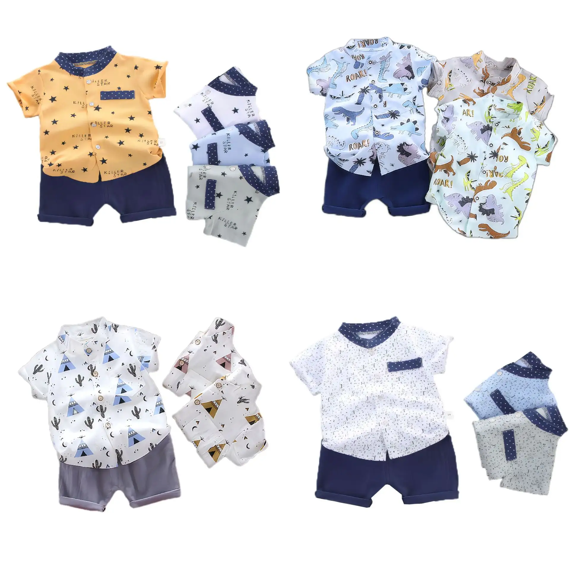 Ensemble de vêtements pour bébé garçon chemise à manches courtes pour enfants de 1 à 4 ans T-shirt vêtements vêtements pour enfants