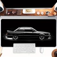 Tapis de souris de jeu PC noir, design voiture de course, luxueux, élégant et stylé, pour gamer, tapis de clavier, tapis de bureau pour ordinateur portable 900X400
