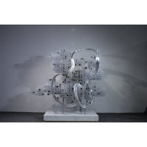 Sculpture en fil métallique de grande taille, œuvre d'art réfléchissante, décoration intérieure et extérieure personnalisée - Product Image 4