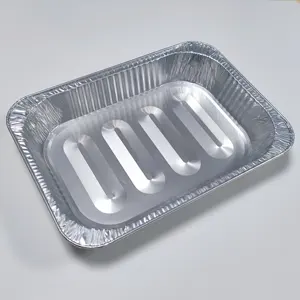 Récipient de nourriture en aluminium oblong robuste 430*310*65mm casserole de 4000ml pour le stockage des aliments de boulangerie récipient en aluminium à emporter