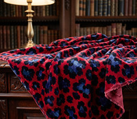 Tissu d'ameublement de luxe imprimé léopard rouge et bleu, velours hollandais, satin, lin, toile, velours Matty Celosia au mètre