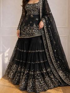 Traje Sharara de Georgette Pesado de Primera Calidad con Bordado de Lentejuelas, Top Elegante y Dupatta para Mujer, Ideal para Bodas y Fiestas Tradicionales - Product Image 4