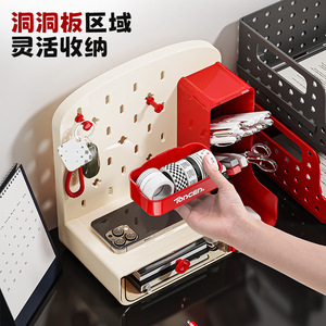 Toncen Desktop Pegboard Storage Rack With Drawer And <b>Shelves</b> For <b>Office</b> Organizer Rectangle Tabletop Mount Multipurpose - Product Image 4