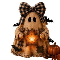 Lanterne monstre d'Halloween en résine, statue de maison hantée, sculpture de table, accessoire de fête lumineux, décoration intérieure